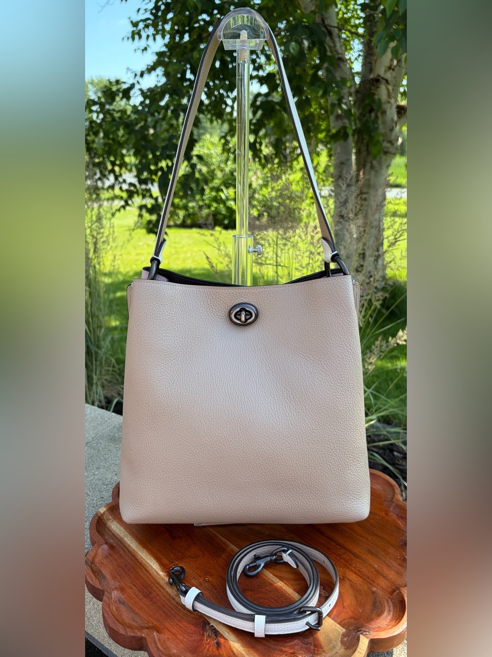Coach Charlie Bucket Bag Tote Colorblock Pebble Leather Like New - Picture 15 of 17